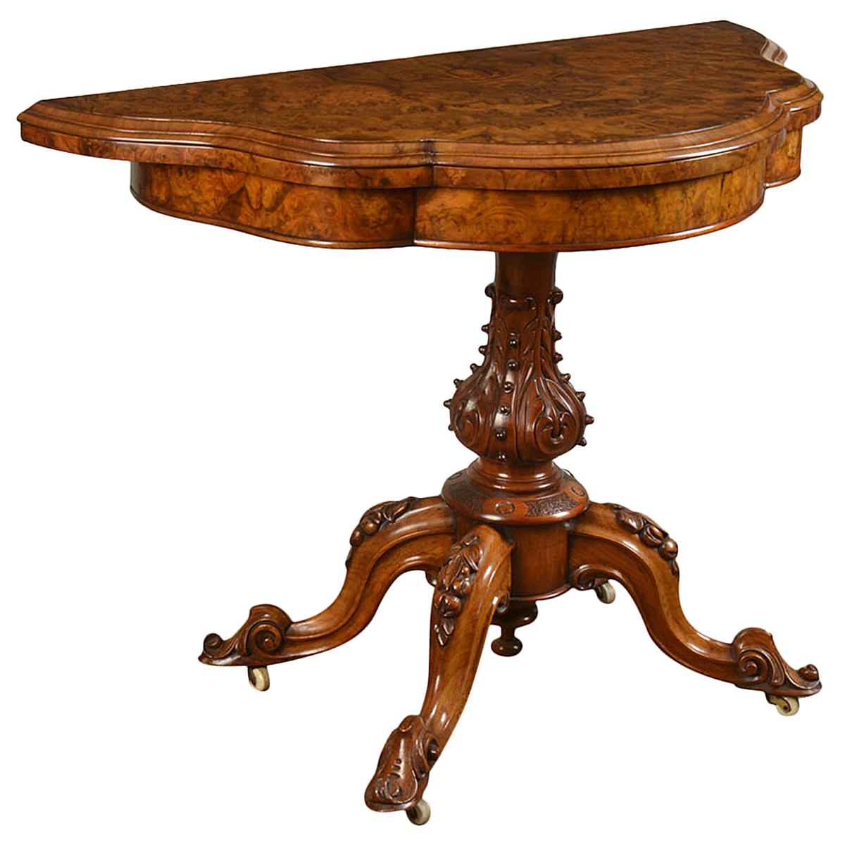 Antique Burr Walnut Queen Anne Style Card Table For Sale at 1stDibs queen anne card table