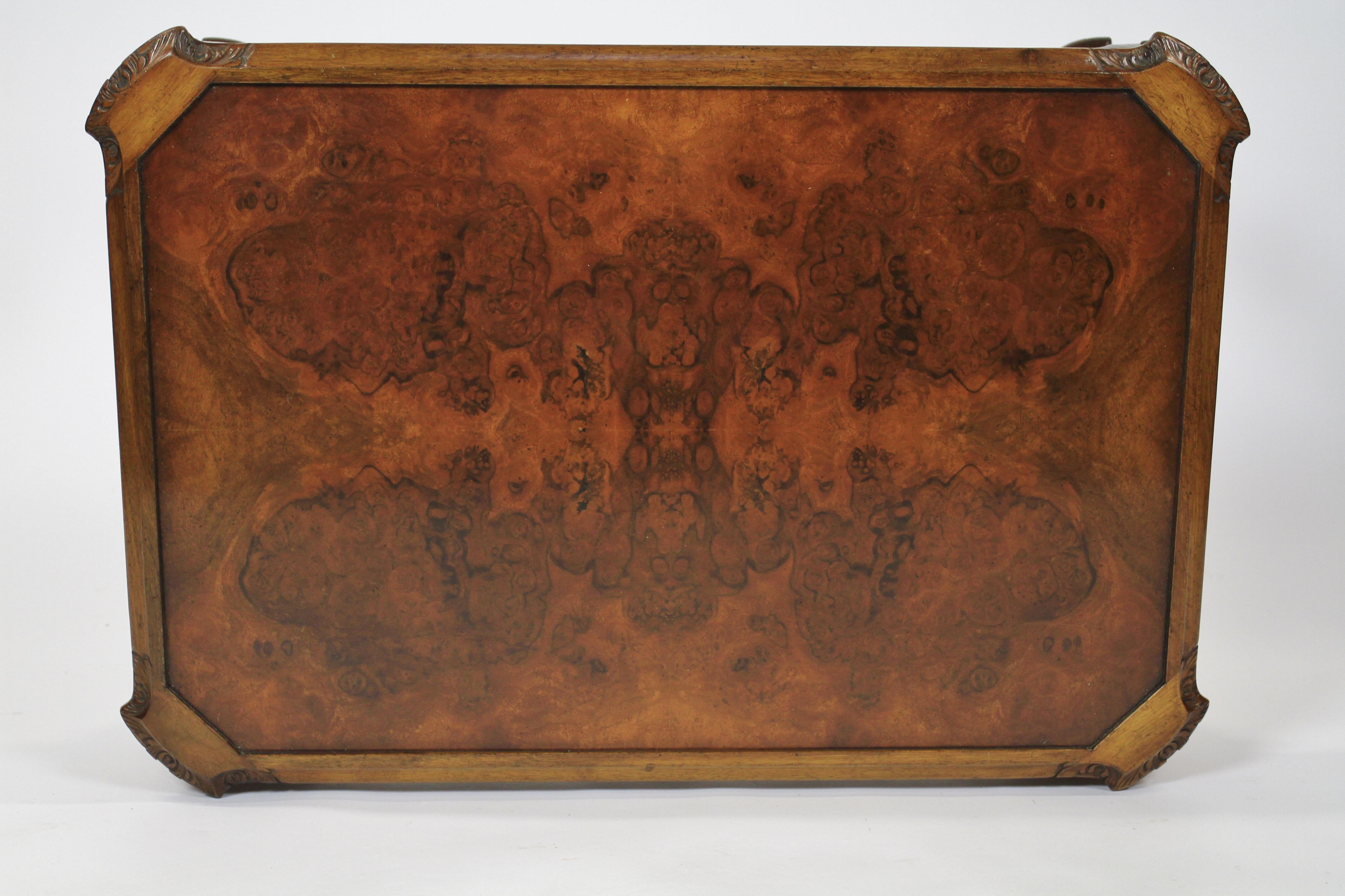 Burr Walnut & Carved Coffee table circa 1930s For Sale 1