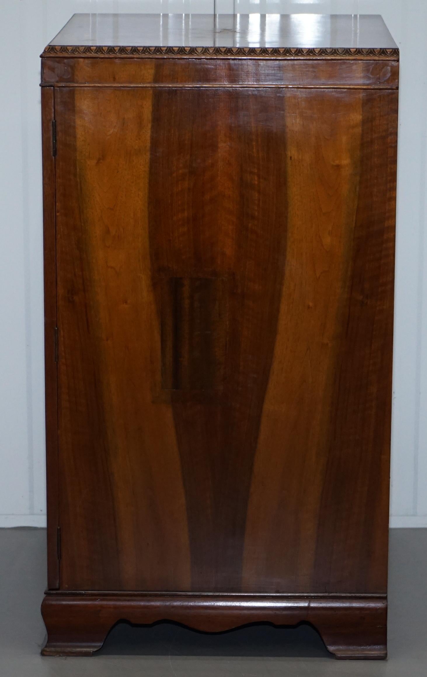 Burr Walnut circa 1920 Art Deco Drinks Cabinet Mirrored Back Lovely Tallboy Size 6