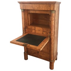 Secretaire in radica di noce Clapper Empire con colonne staccate e cassetto segreto