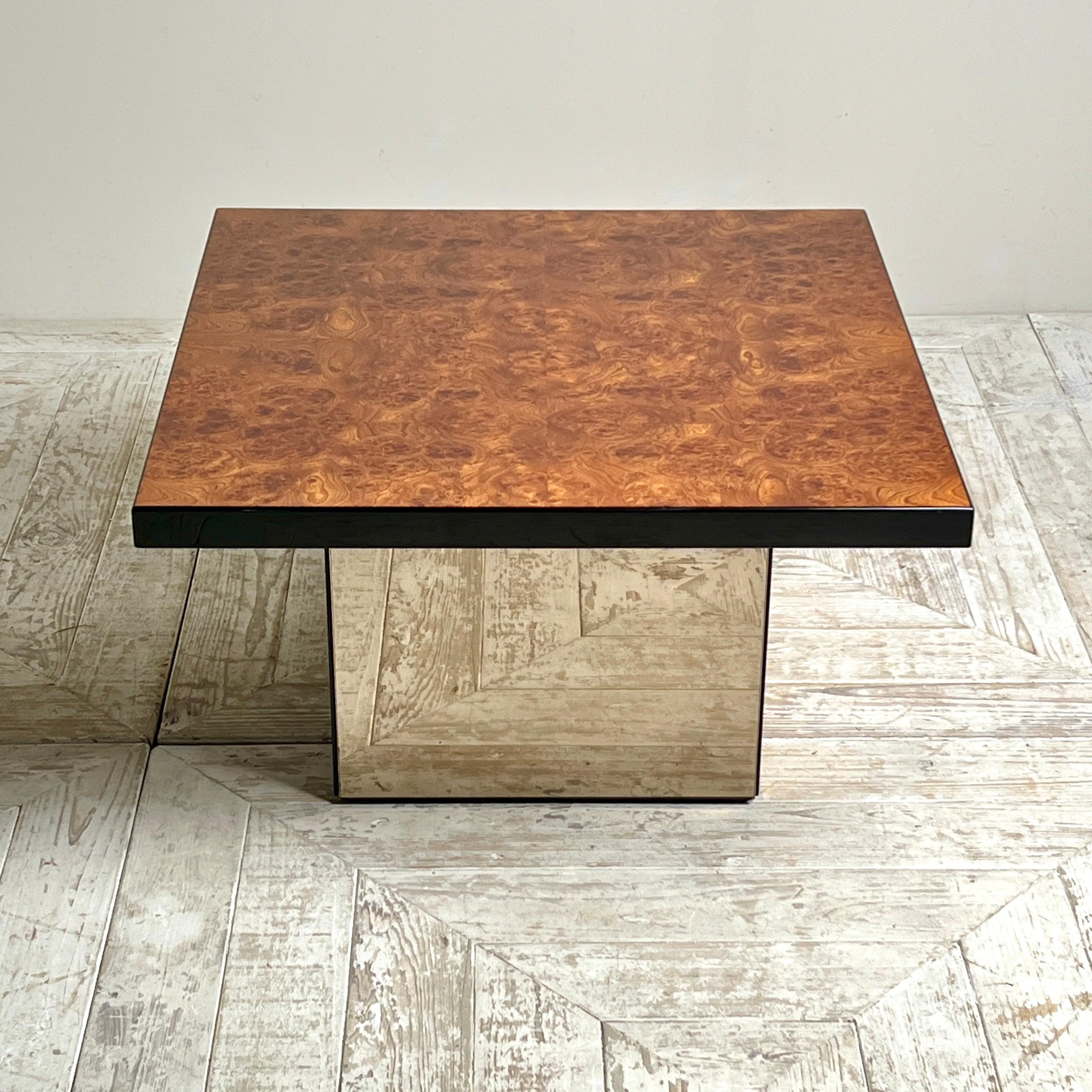 Mid-Century Modern Burr Walnut Coffee Or Side Table By Paul Michel For Roche Bobois