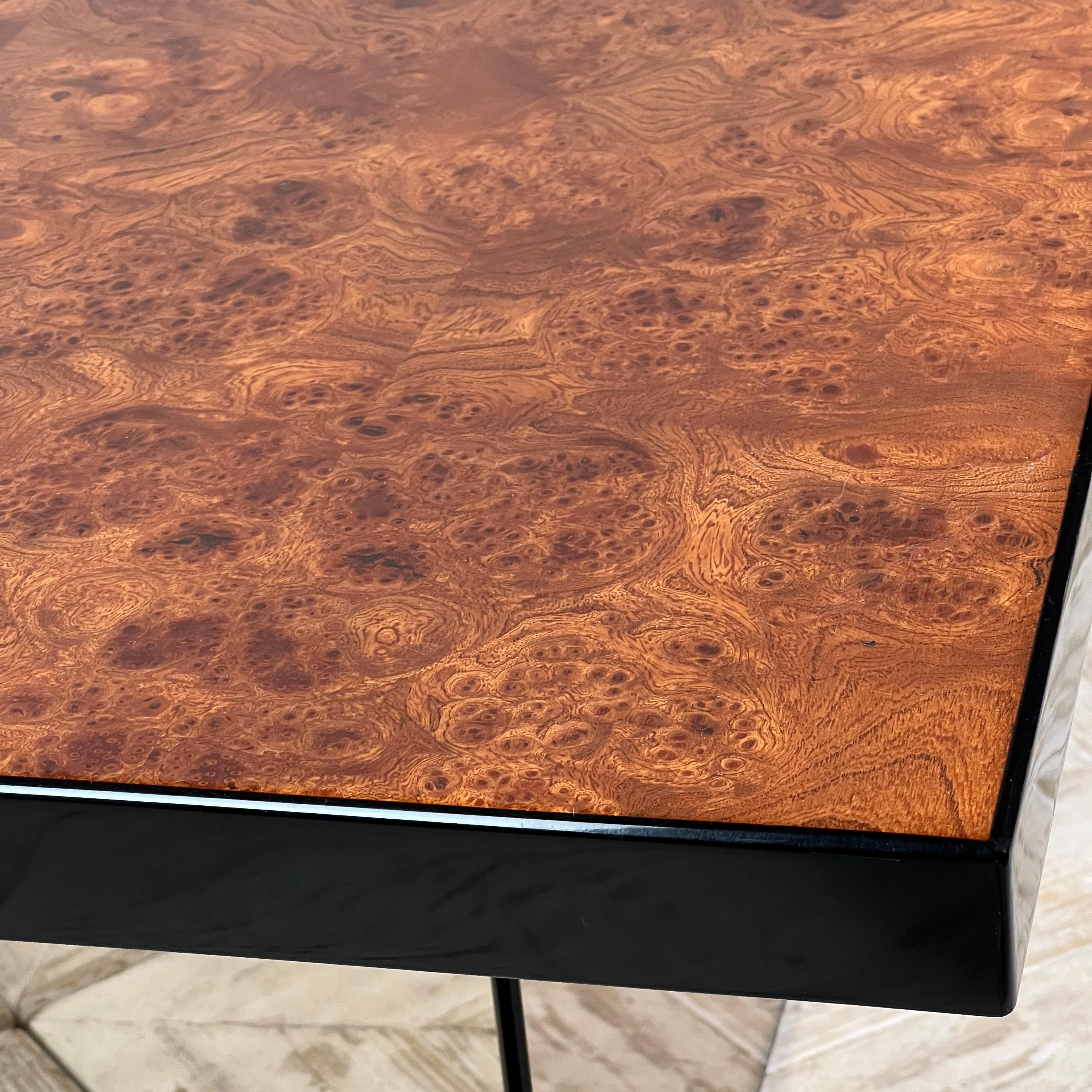 Mirror Burr Walnut Coffee Or Side Table By Paul Michel For Roche Bobois