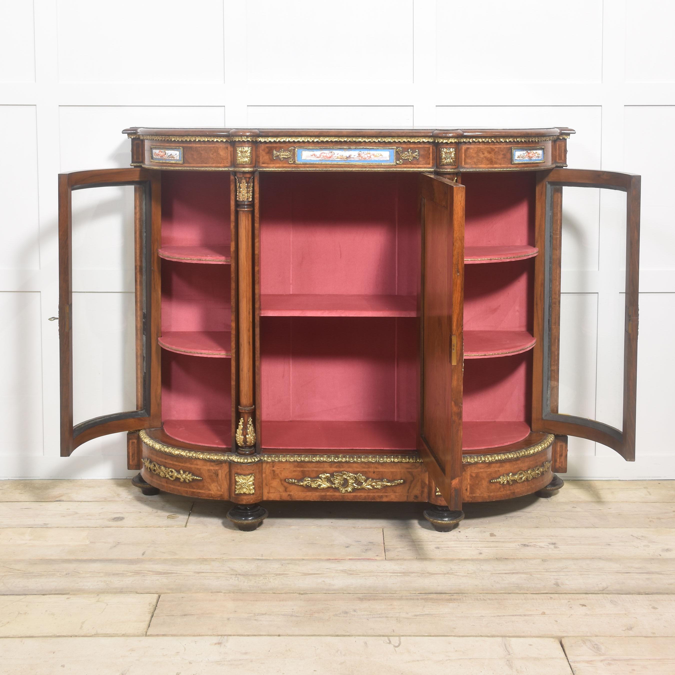 British Burr Walnut Credenza For Sale