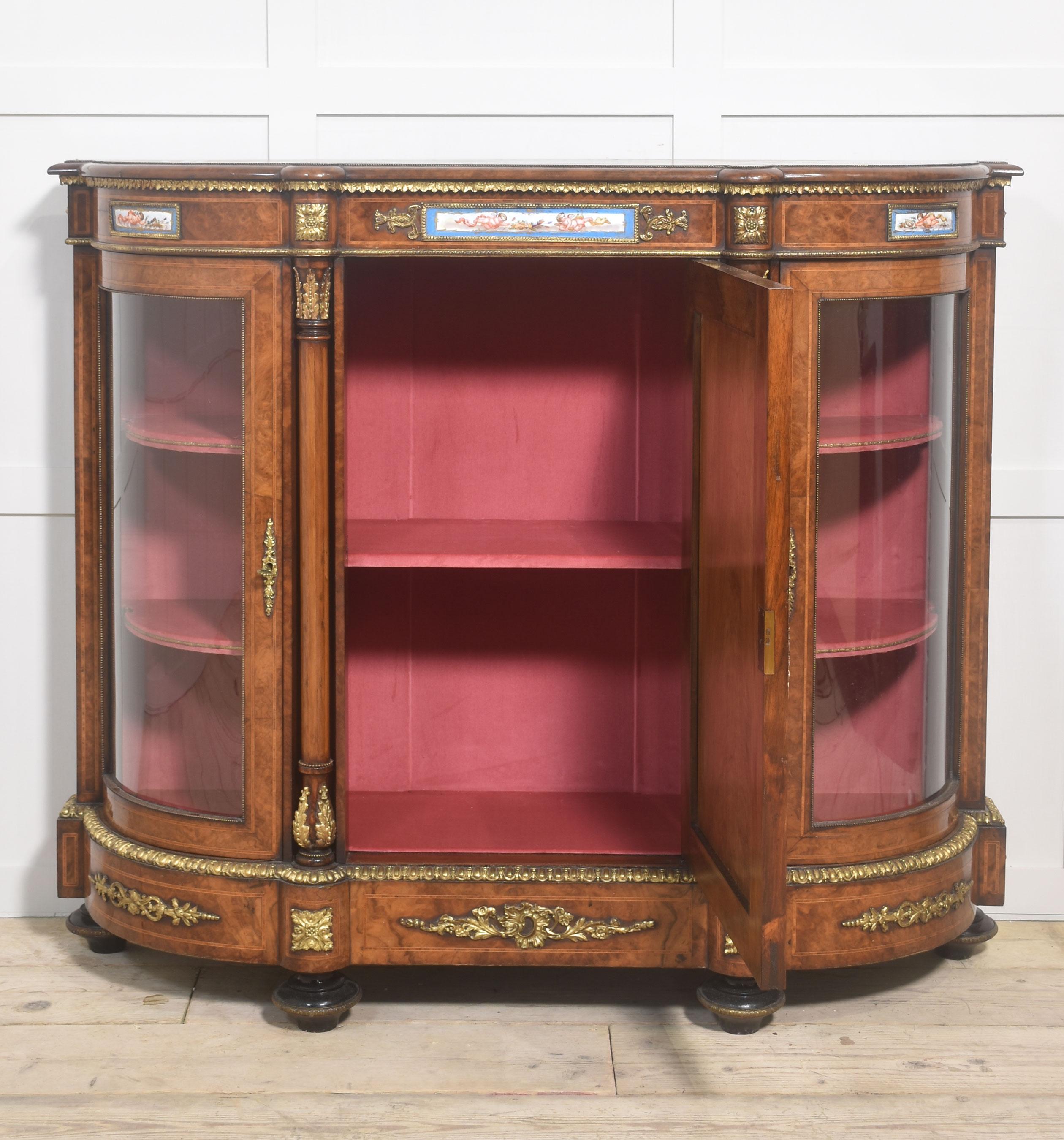 19th Century Burr Walnut Credenza For Sale