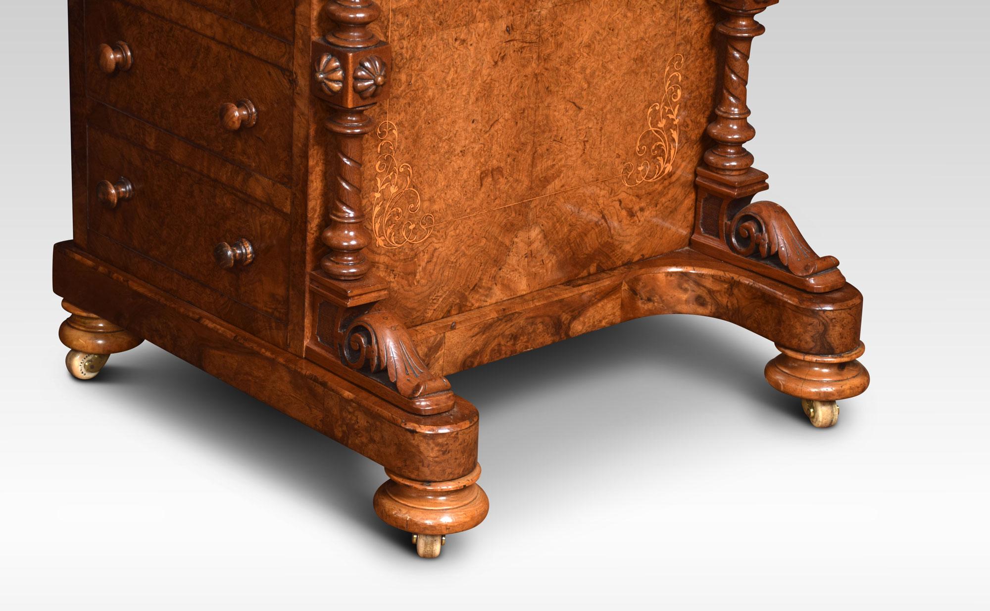 19th Century Burr Walnut Davenport For Sale