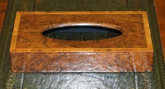 BURR WALNUT DAVID LiNLEY STYLE TISSUE BOX HOLDER WITH NICELY INLAY BORDER