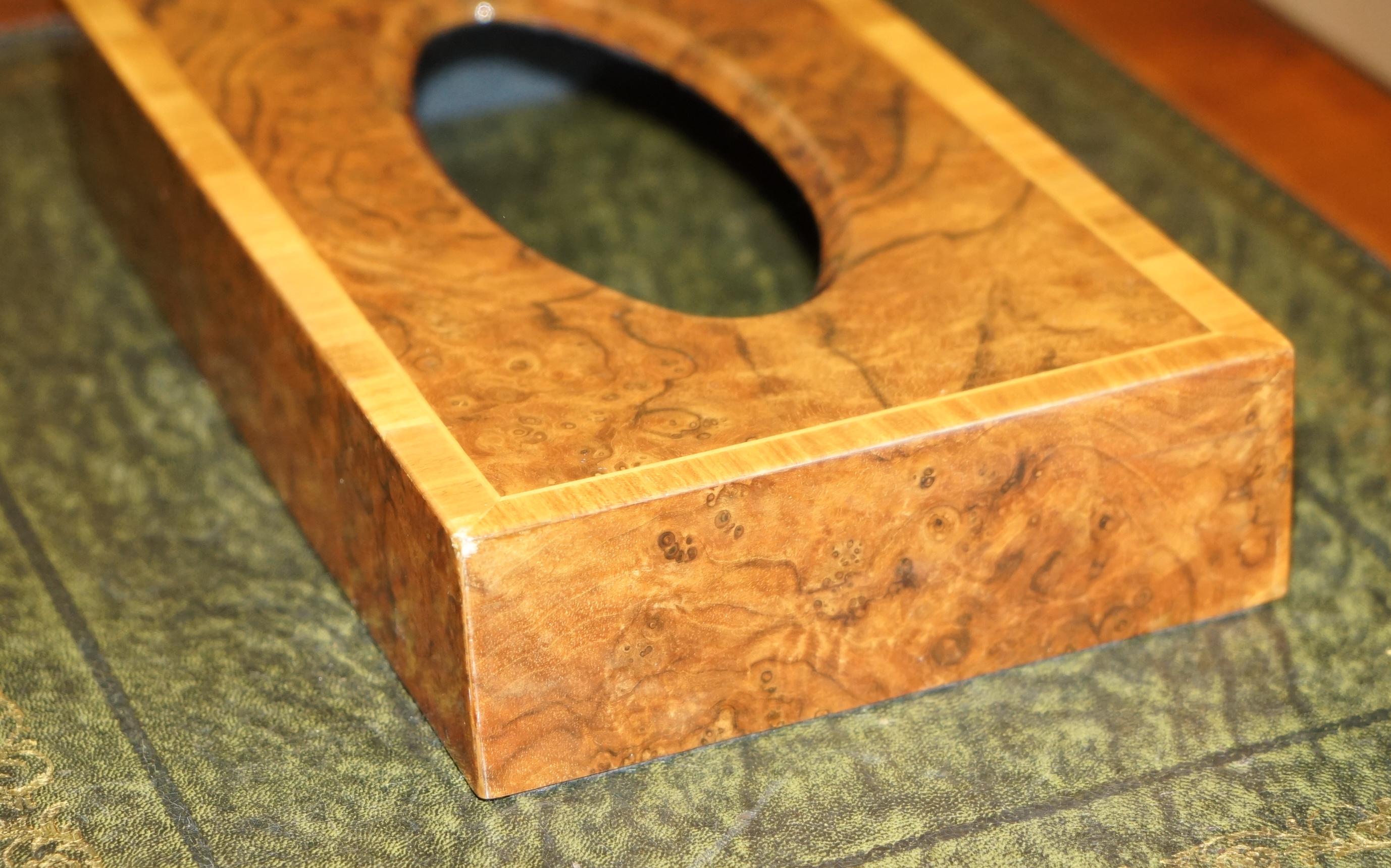 Satinwood BURR WALNUT DAVID LiNLEY STYLE TISSUE BOX HOLDER WITH NICELY INLAY BORDER For Sale