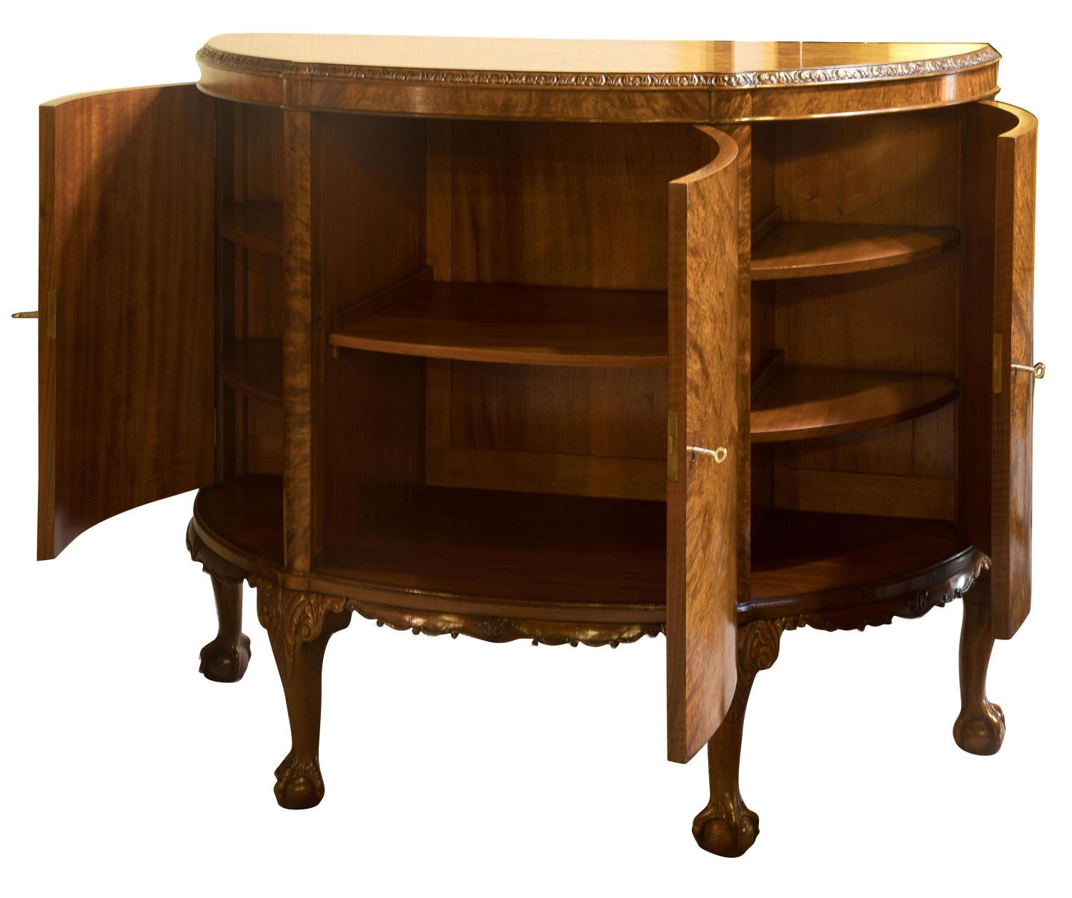 Burr Walnut Demilune Cabinet by Waring & Gillow, circa 1930 In Good Condition In Salisbury, GB