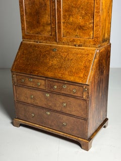 Burr walnut desk bookcase, 19th century