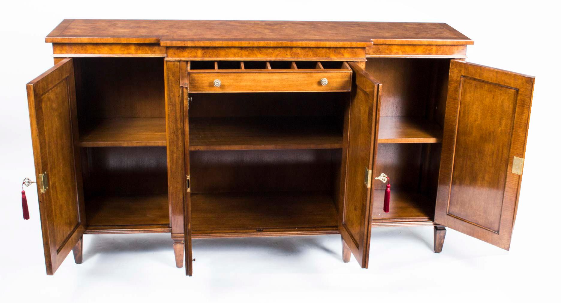 Burr Walnut Four Door Sideboard Credenza Chiffonier 20th C 5