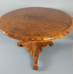 Burr Walnut Victorian Entrance Hall Table 19th century