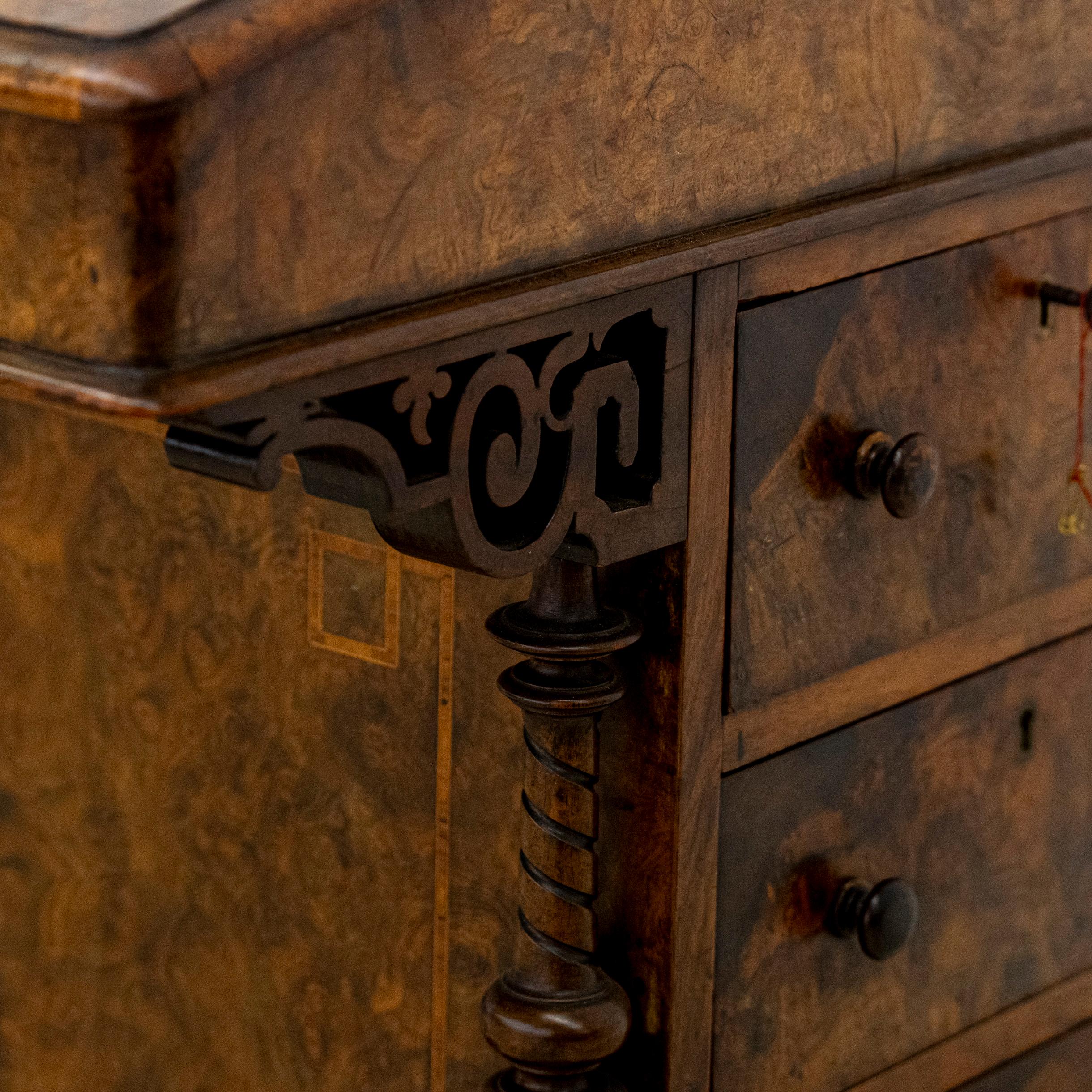 Inlay Burr Walnut Inlaid Davenport Desk