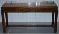 Burr Walnut Lane Altavista Campaign Serving Console Table Brass Gallery Back