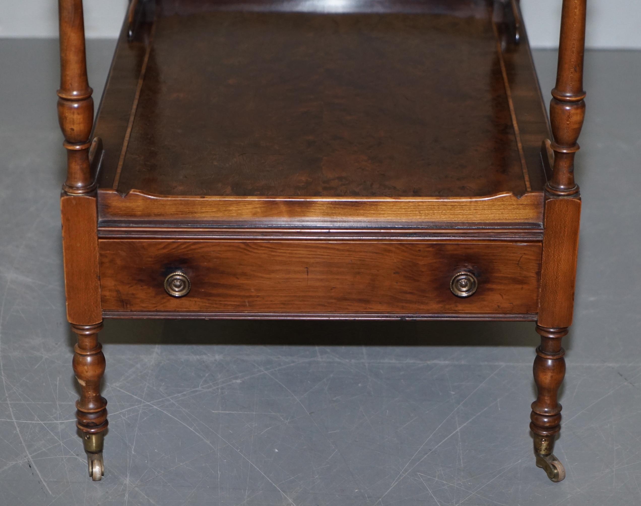 Burr Walnut Large Side or Occasional Lamp End Wine Table Butlers Serving Tray For Sale 7