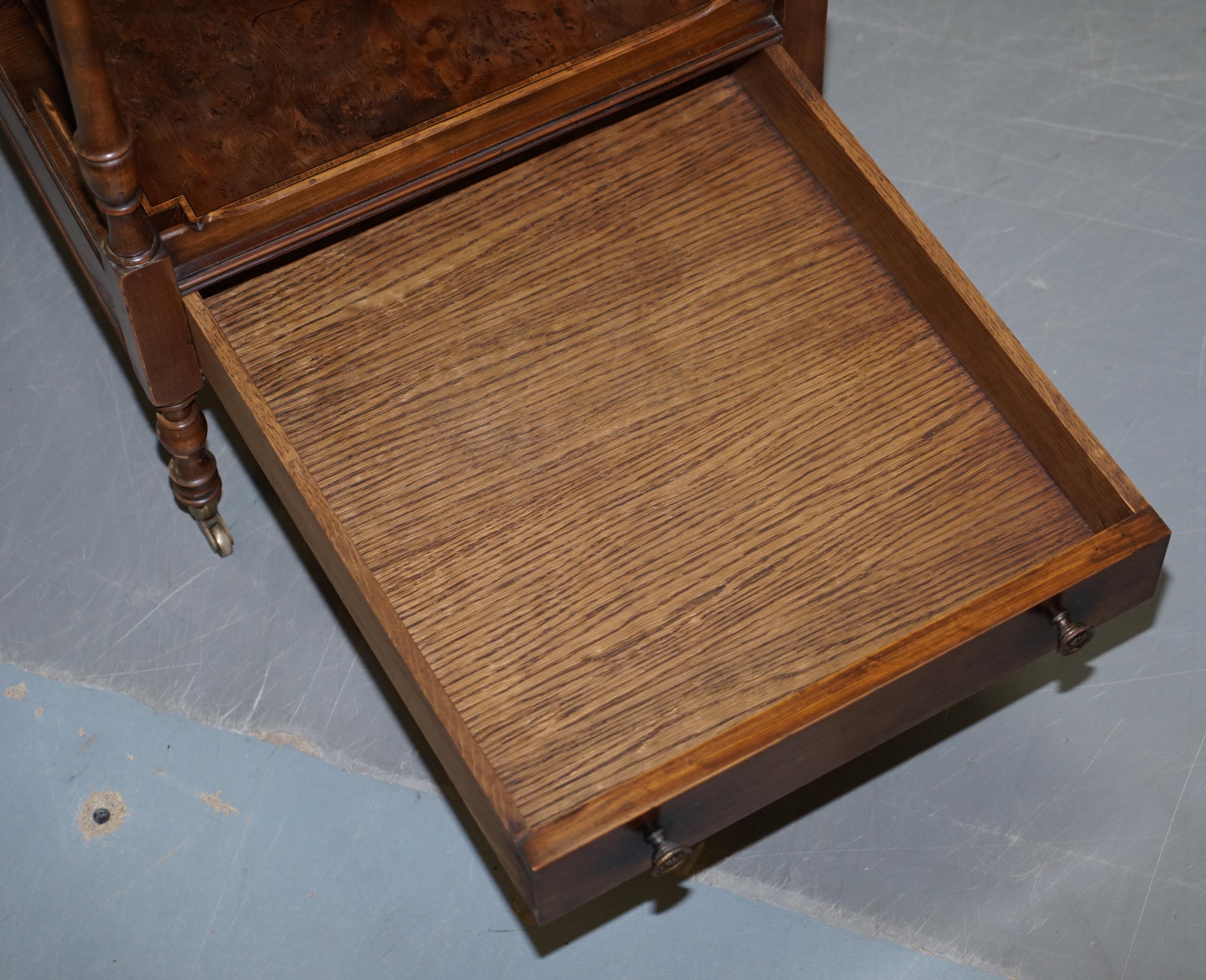 Burr Walnut Large Side or Occasional Lamp End Wine Table Butlers Serving Tray For Sale 11