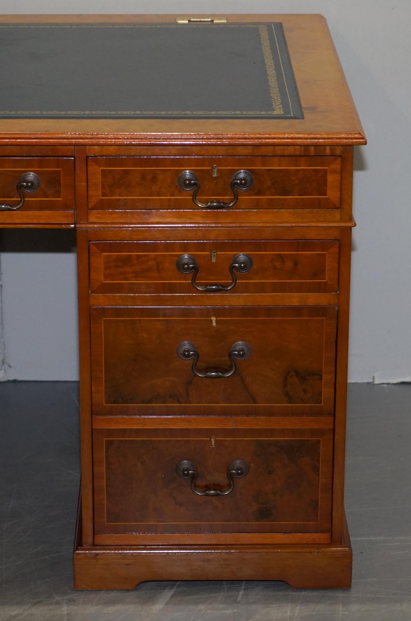 20th Century Burr Walnut Partner Desk Specially Designed to Hide & House Computer Equipment For Sale