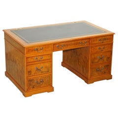 Burr Walnut Partner Desk Specially Designed to Hide & House Computer Equipment