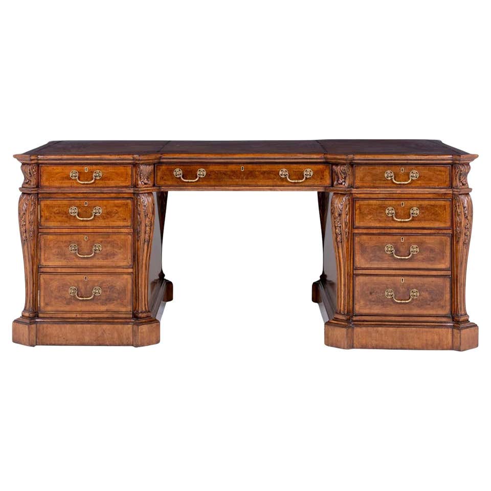 Regency Partners Desk Walnut Library Desk For Sale at 1stDibs
