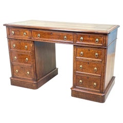Burr Walnut Pedestal Desk