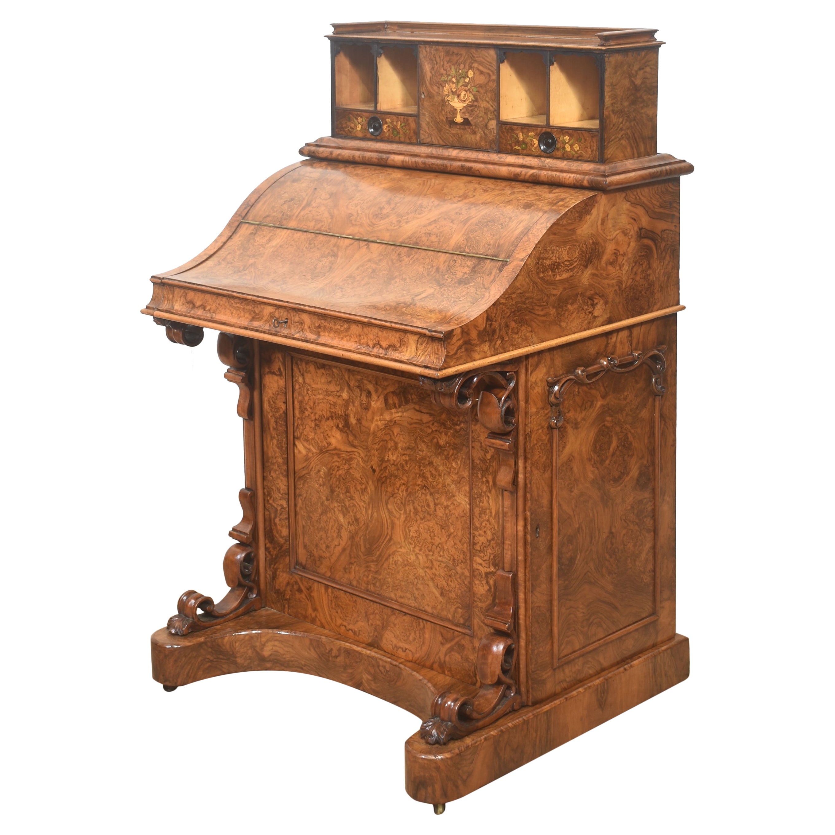 Burr Walnut Pop-Up Davenport Desk For Sale