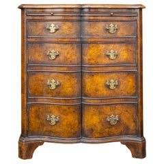 Burr Walnut Reverse Serpentine Batchelor's Drinks Cabinet With Single Drawer