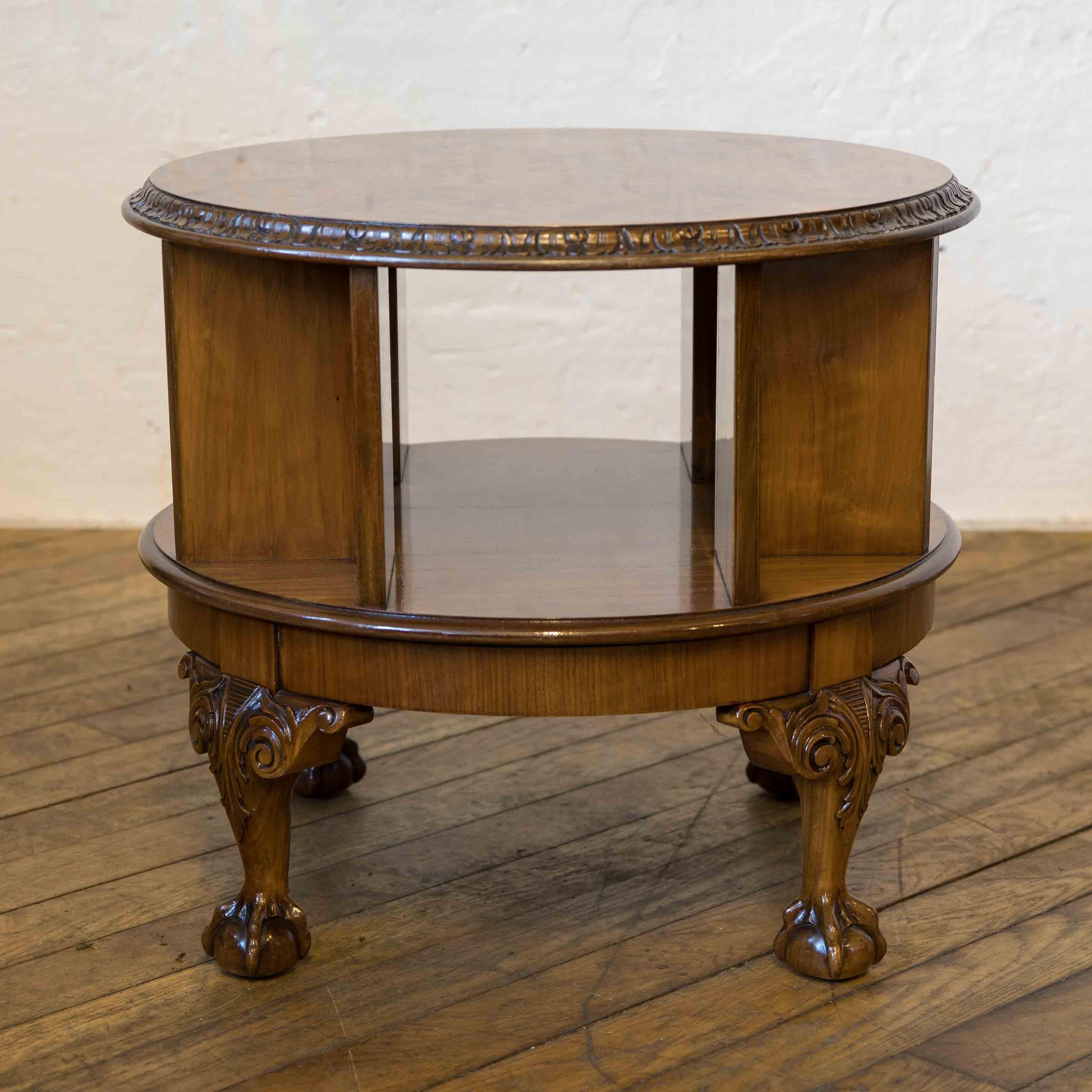 Burr Walnut Revolving Bookcase/Coffee Table In Good Condition In Manchester, GB