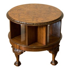 Burr Walnut Revolving Bookcase/Coffee Table