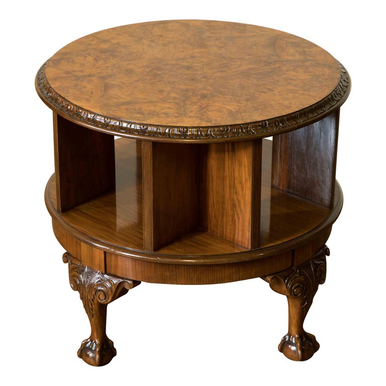 Burr Walnut Revolving Bookcase/Coffee Table at 1stDibs | bookcase coffee  table, coffee table bookcase, antique revolving bookcase table