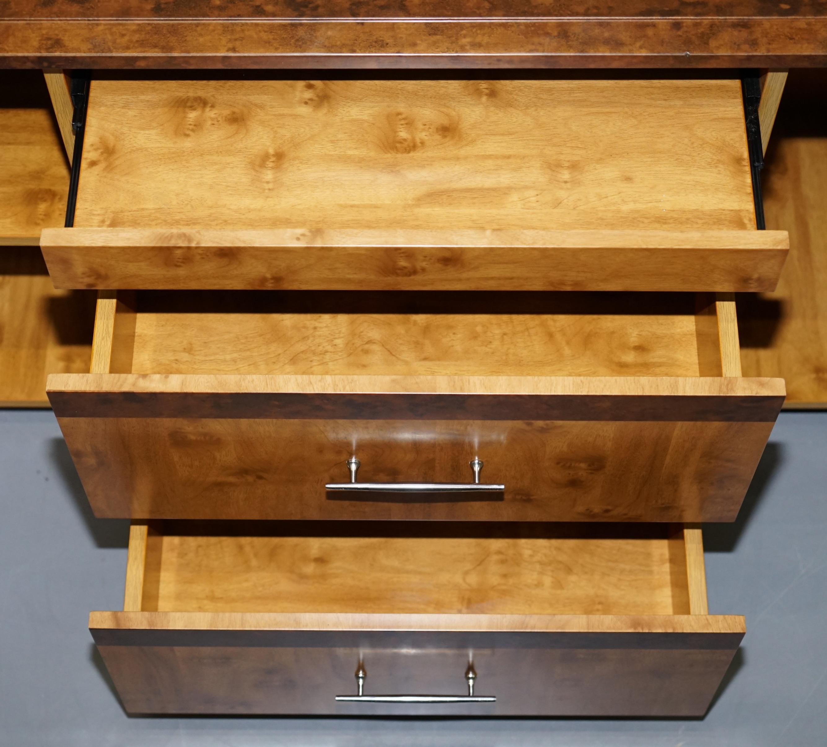 Burr Walnut Sideboard TV Stand Drawers Designed to House Computer Part of Suite For Sale 8
