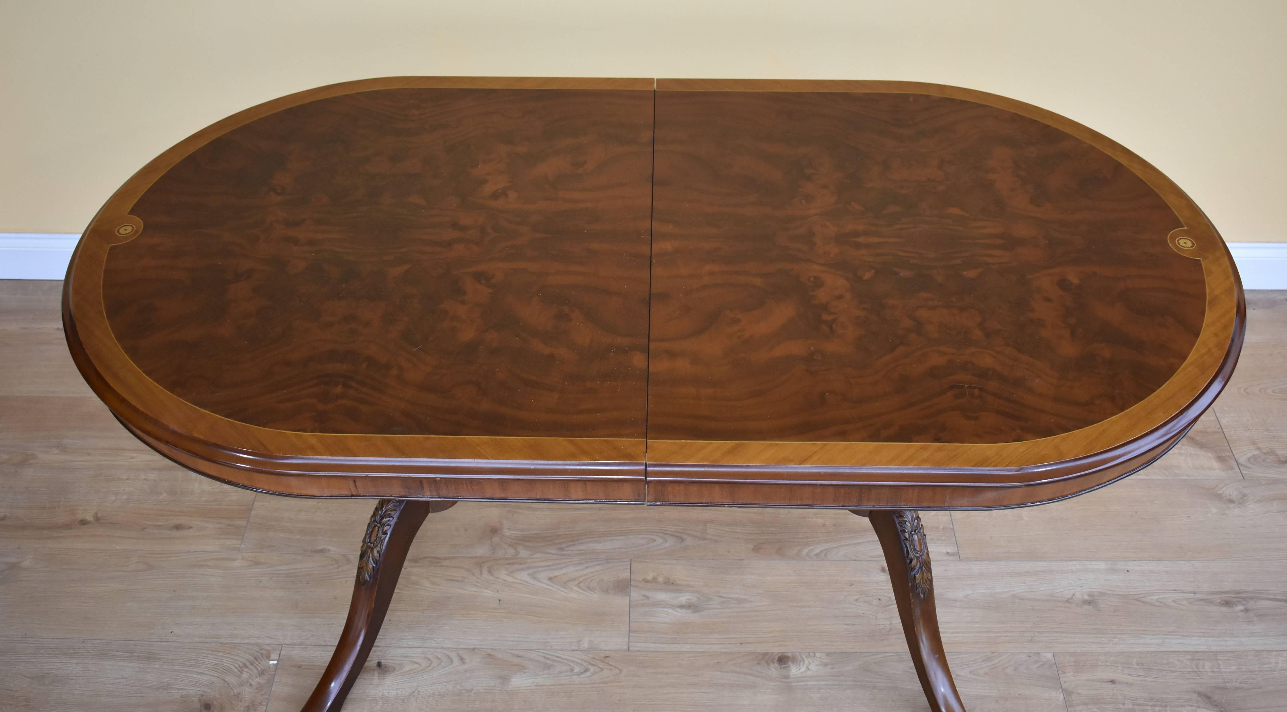 burr walnut dining table and chairs