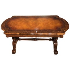 Burr Walnut Victorian Period Antique Coffee Table by Hindley & Sons of London