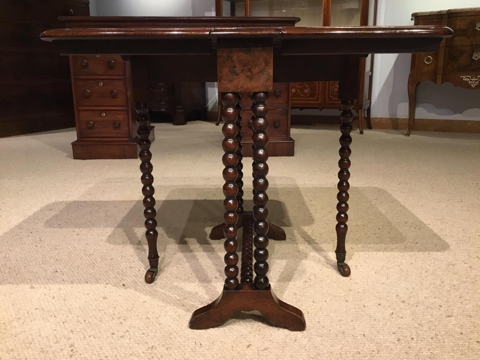 Late 19th Century Burr Walnut Victorian Period Baby Sutherland Table