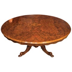 Burr Walnut Victorian Period Breakfast/Loo Table