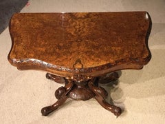 Burr Walnut Victorian Period Fold over Card Table
