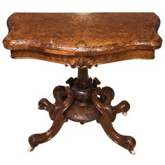 Burr Walnut Victorian Period Fold over Card Table