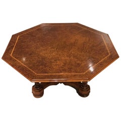 Antique Burr Walnut Victorian Period Octagonal Coffee Table