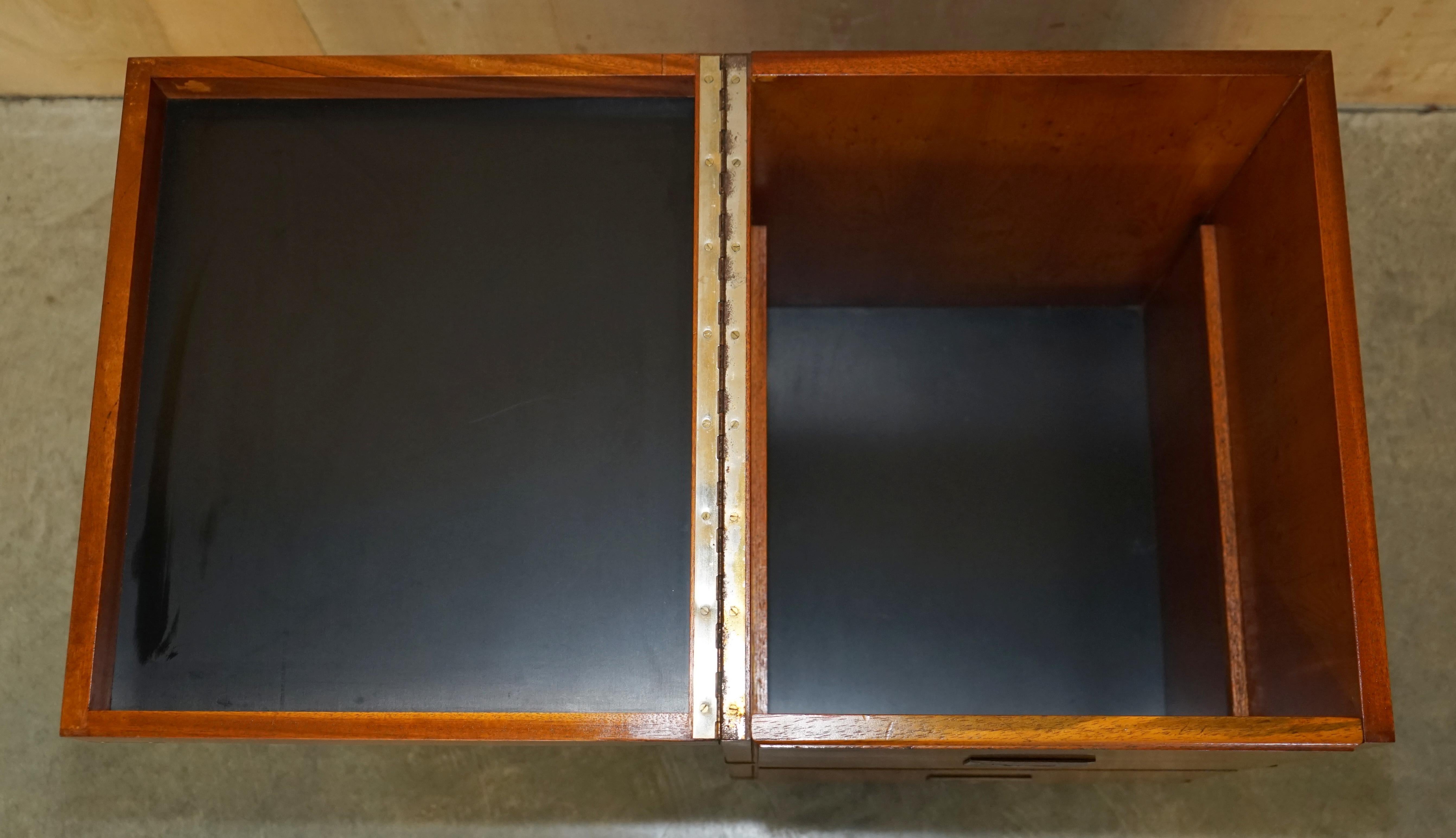 Burr Yew & Elm Wood Military Campaign Drinks Cabinet Hidden Inside a Side Table For Sale 7