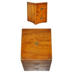 Burr Yew & Elm Wood Military Campaign Drinks Cabinet Hidden Inside a Side Table