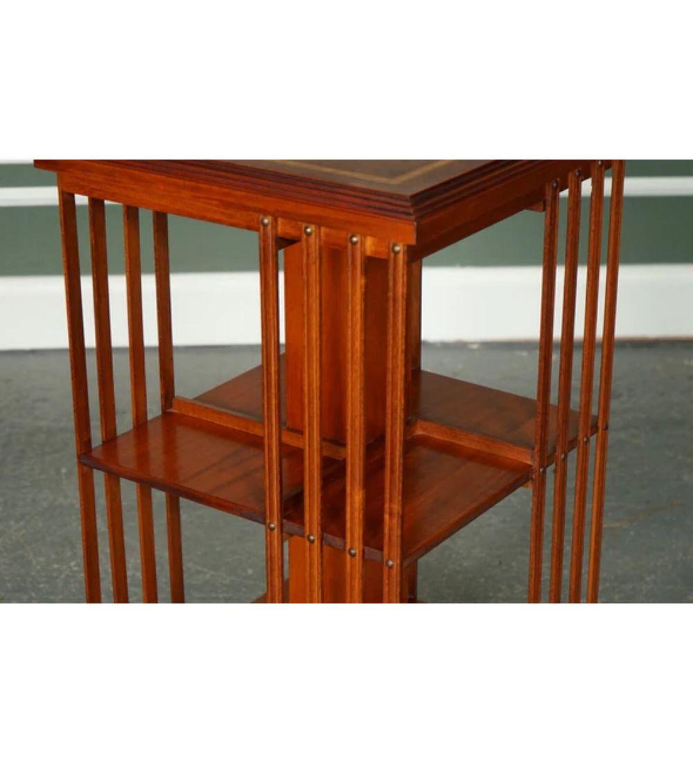 Burr Yew Sheraton Revival Inlaid Revolving Bookcase End Table For Sale 3