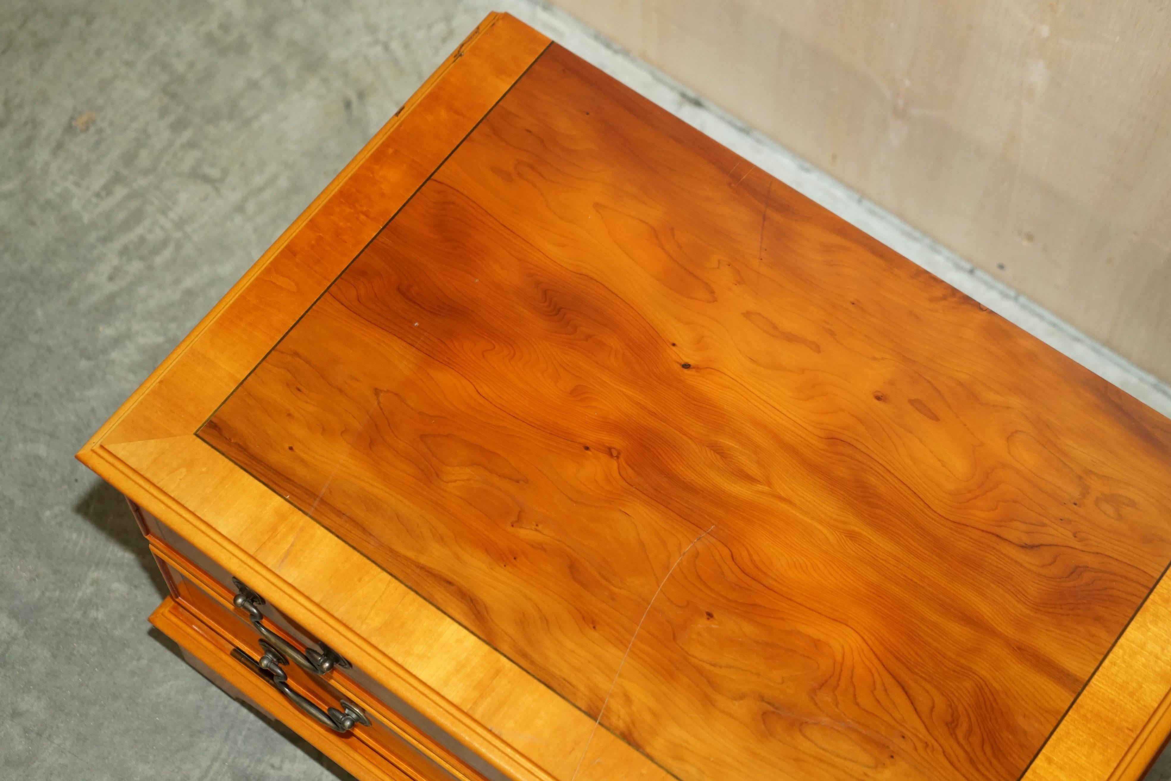 Burr Yew Wood Drop Front Media Television Stand Designed to Hide Sky Boxes Etc For Sale 3