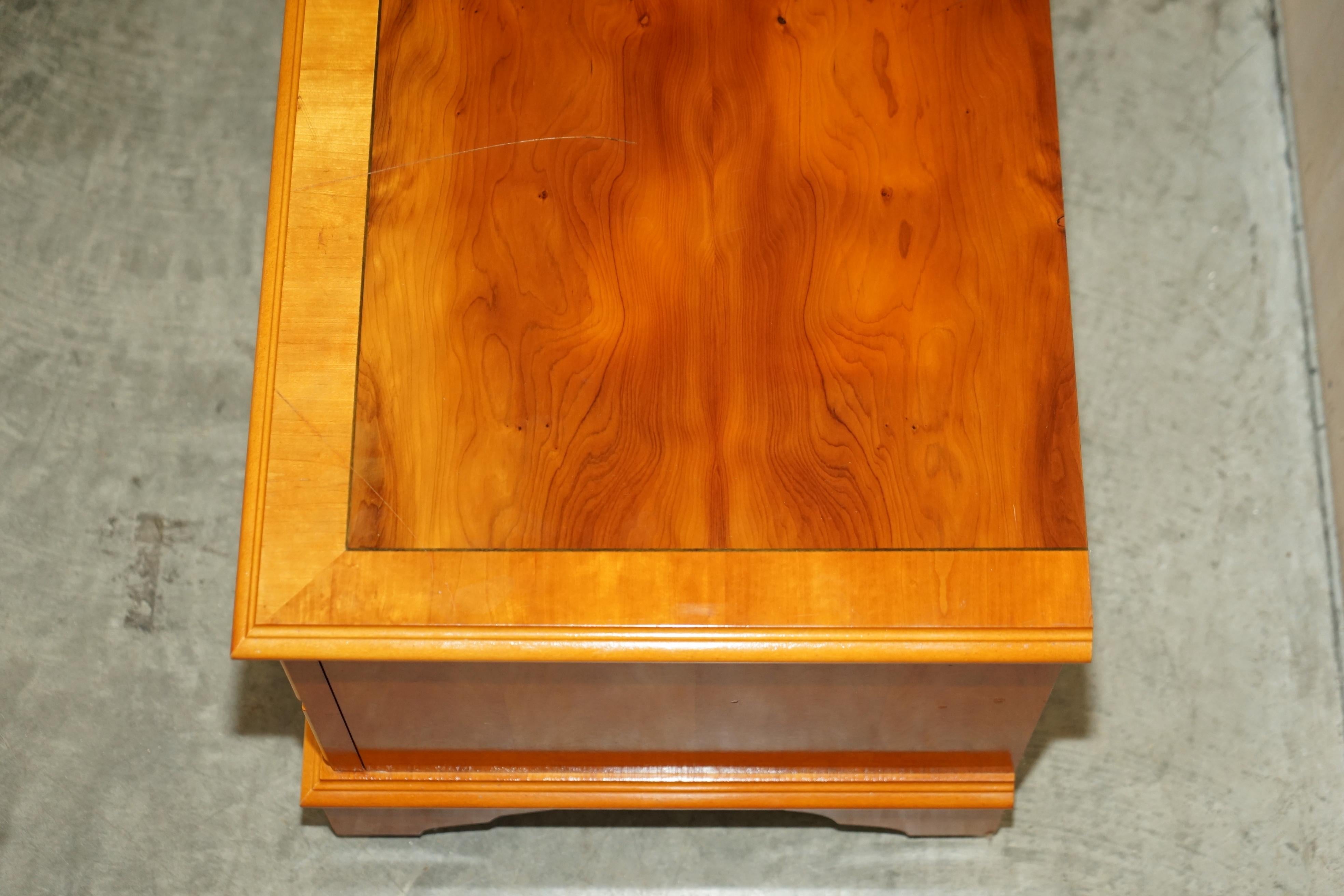 Burr Yew Wood Drop Front Media Television Stand Designed to Hide Sky Boxes Etc For Sale 5