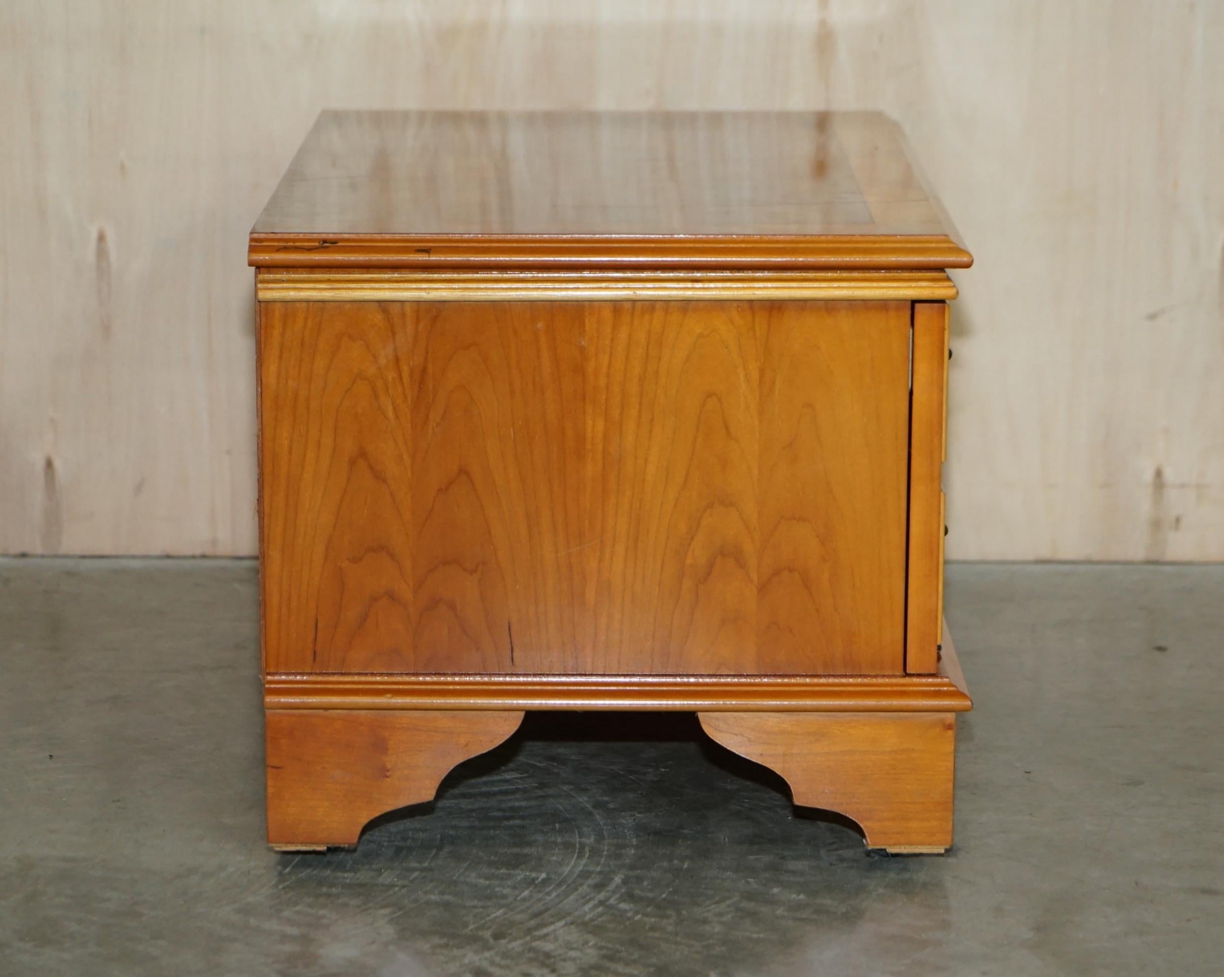 Burr Yew Wood Drop Front Media Television Stand Designed to Hide Sky Boxes Etc For Sale 7