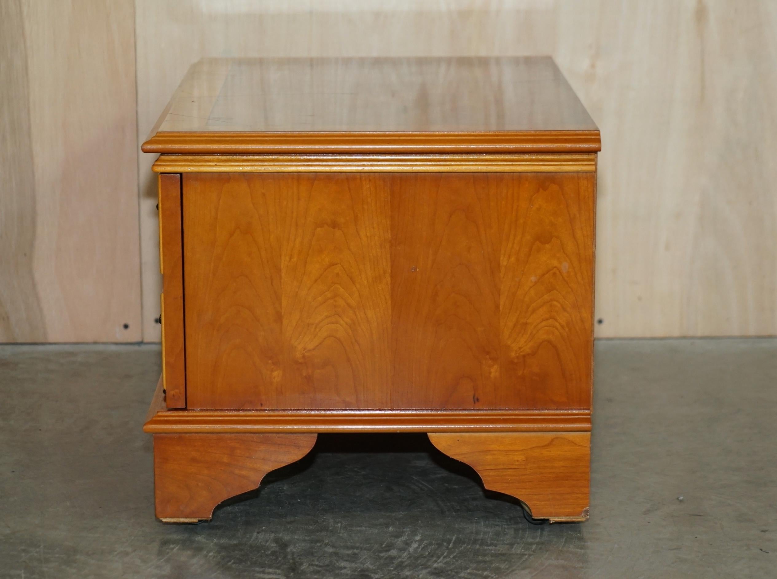 Burr Yew Wood Drop Front Media Television Stand Designed to Hide Sky Boxes Etc For Sale 9