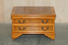 Burr Yew Wood Drop Front Media Television Stand Designed to Hide Sky Boxes Etc