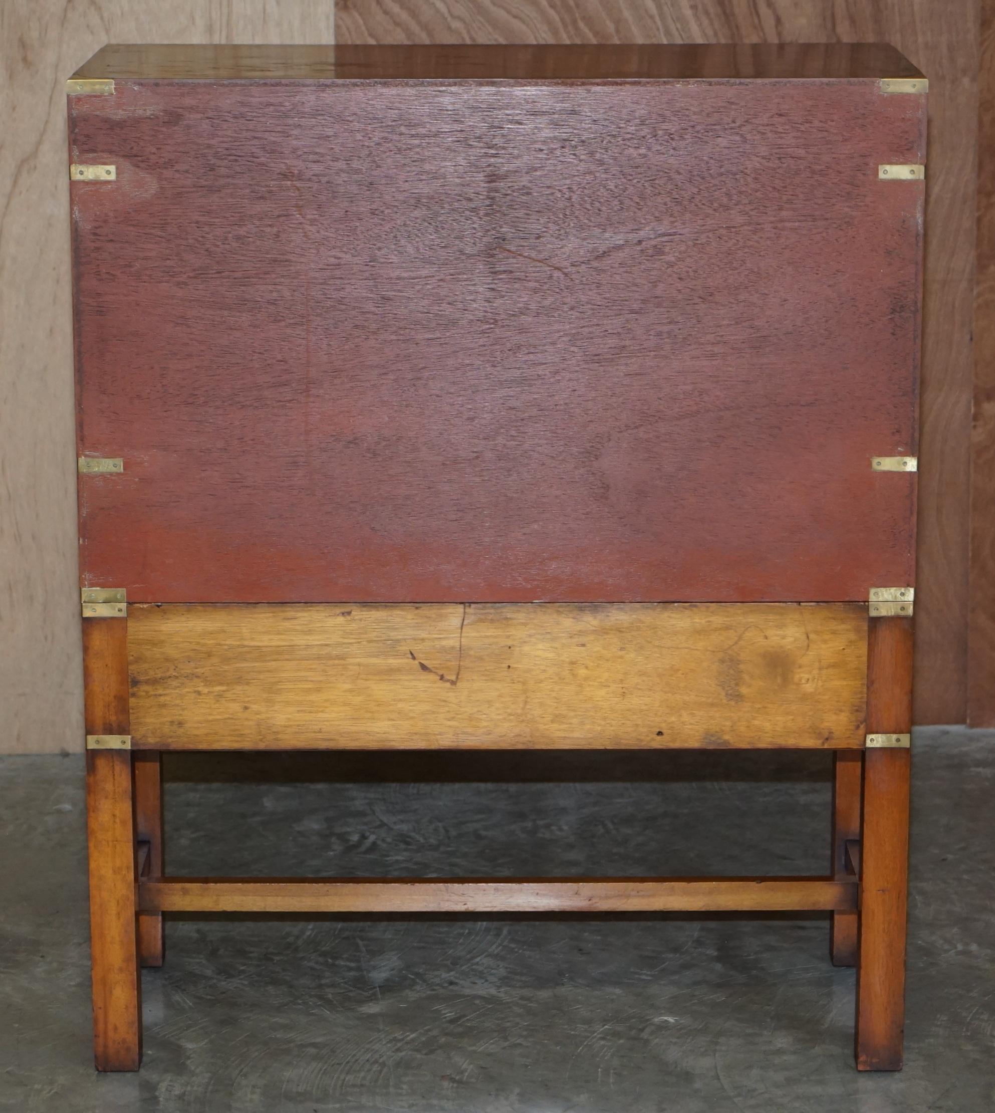 Burr Yew Wood Military Campaign Chest on Stand Bureau Desk with Chest of Drawers 5