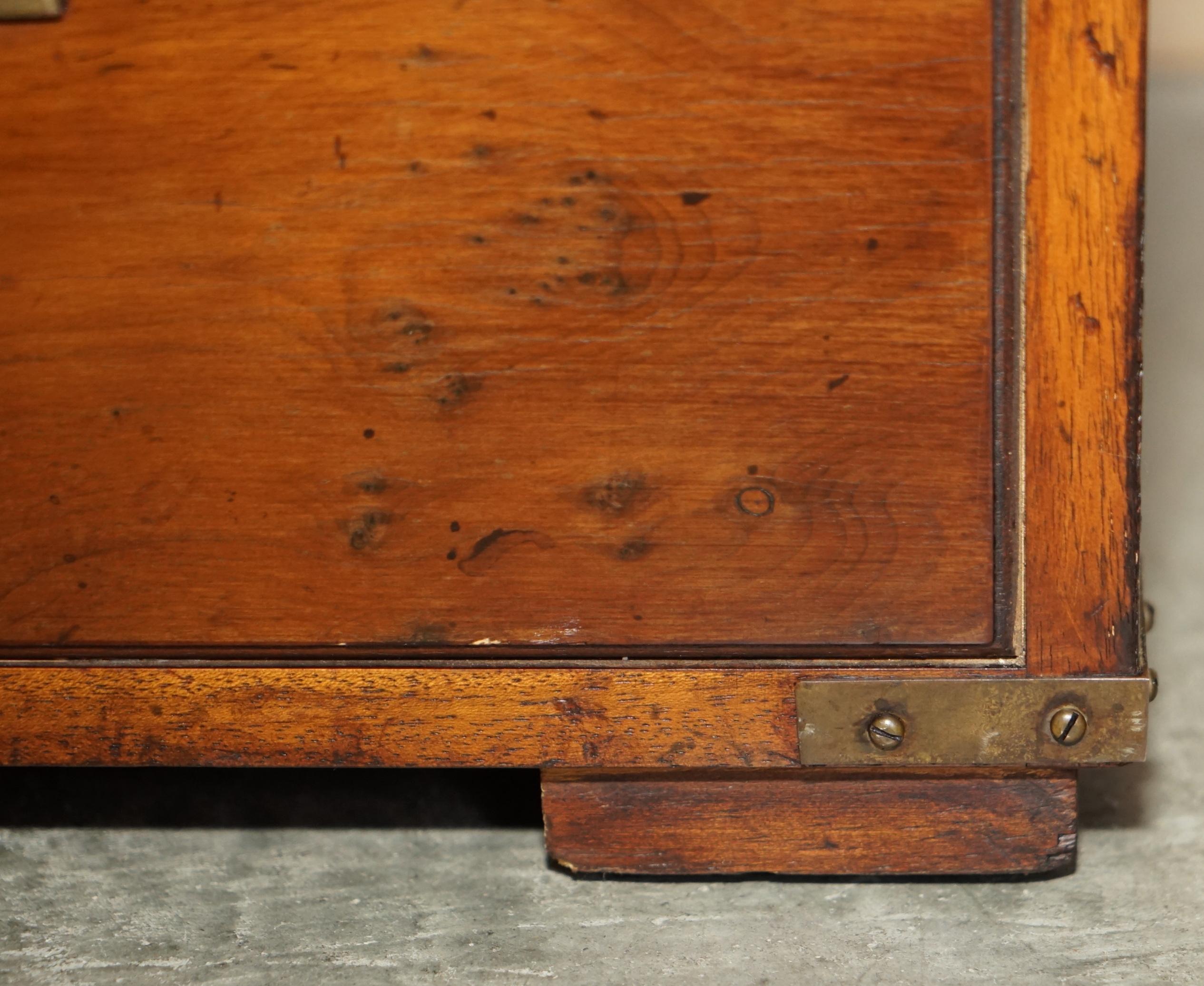 Burr Yew Wood Military Campaign Drinks Cabinet Hidden Inside a Chest Trunk For Sale 1