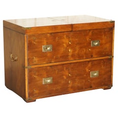 Burr Yew Wood Military Campaign Drinks Cabinet Hidden Inside a Chest Trunk