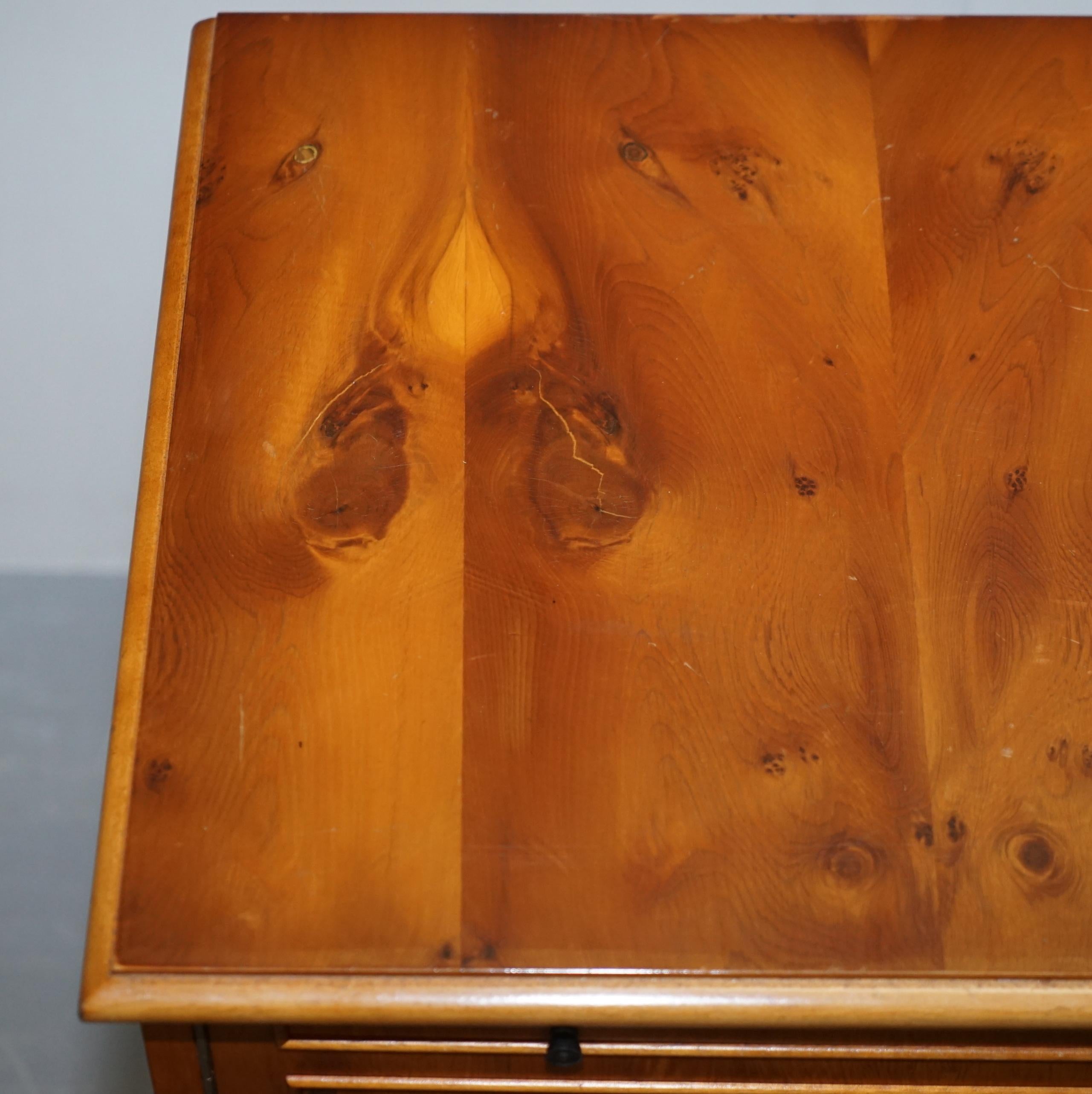 Hand-Crafted Burr Yew Wood Record Player Cabinet Cupboard Hidden as Regency Chest of Drawers