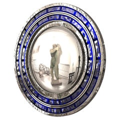 "Burrasca" Convex Wall Mirror with Glass Decoration, Hand Crafted, Istanbul