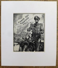 Burris Jenkins, Jr. Original Drawing, Circa 1950's - Labor Day Weekend Toll